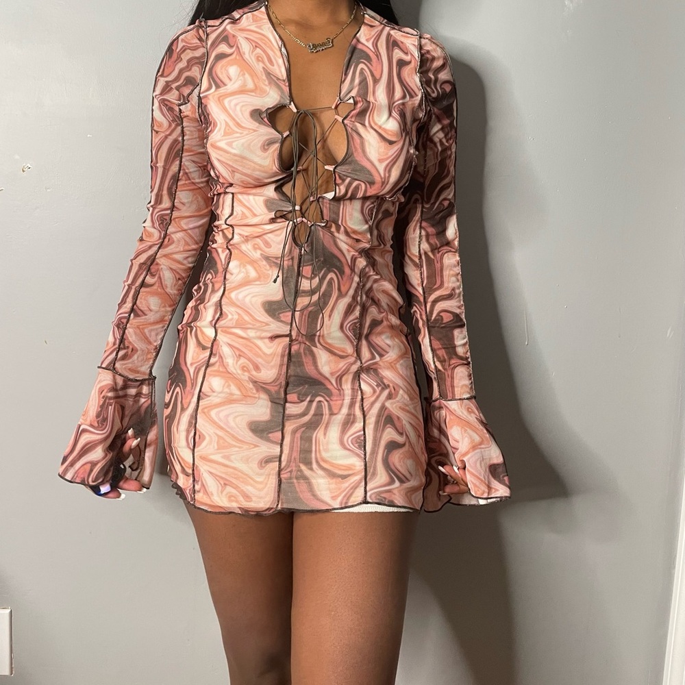 Fashion Nova Lace Up Front Dress